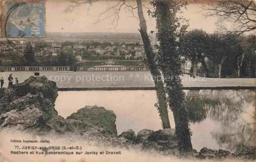 AK / Ansichtskarte Juvisy-sur-Orge Palaiseau 91 Essonne Rochers Vue-panoramique Juvisy-et-Draveil Fluss Panorama Baeume Felsen Orge