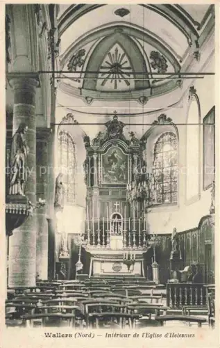 AK / Ansichtskarte Wallers Kircheninneres Altar Kirchenbaenke Gewoelbe Saeulen Chor Fenster