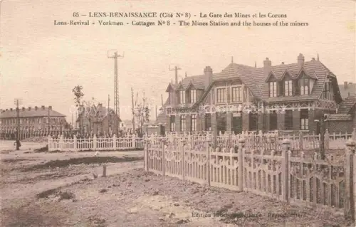 AK / Ansichtskarte LENS 62 Pas-de-Calais Gare-des-Mines Corons Bergarbeiter-Haeuser Bahnhof Zaun Wiederaufbau Zitè