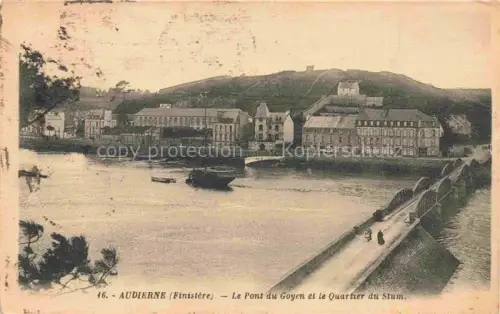 AK / Ansichtskarte Audierne QUIMPER 29 Finistere Pont-du-Goyen Goyen Fluss Bruecke Quartier-du-Stum Hafen Boote Huegel