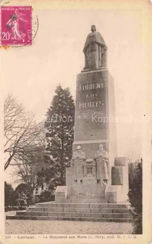 AK / Ansichtskarte LORIENT 56 Morbihan Monument-aux-Morts 1914-1918 Obelisk Soldatenfiguren Trauernde Treppe Baeume