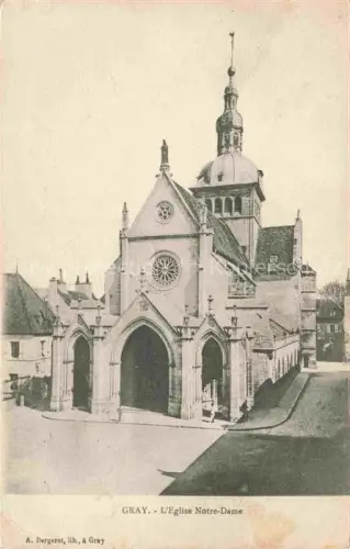 AK / Ansichtskarte Gray VESOUL 70 Haute Saone Eglise-Notre-Dame Kirche Glockenturm Gotik Rundfenster Portal Platz