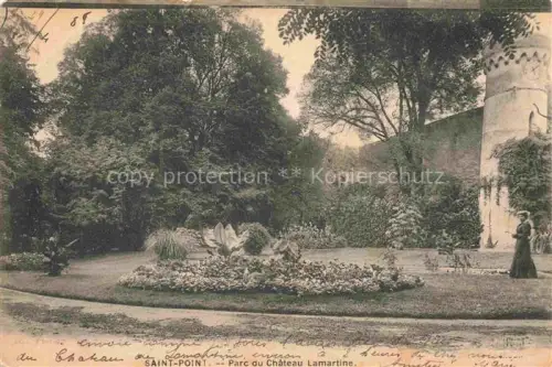 AK / Ansichtskarte Saint-Point-Lac PONTARLIER 25 Doubs Parc-du-Château-Lamartine Schlosspark Blumenbeet Baeume Turm Frau Park