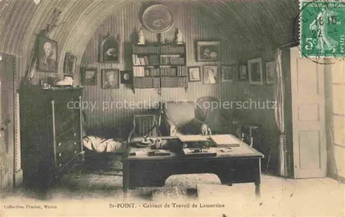AK / Ansichtskarte Saint-Point MACON 71 Saone-et-Loire Cabinet-de-Travail-de-Lamartine Arbeitszimmer Schreibtisch Buecherregal Gemaelde Bueste Innenraum Gewoelbe