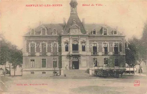 AK / Ansichtskarte Montceau-les-Mines Montceaux-l Etoile Charolles 71 Saone-et-Loire Hôtel-de-Ville Rathaus Kutsche Pferdefuhrwerk Platz Treppe Balkon Gruenderzeit