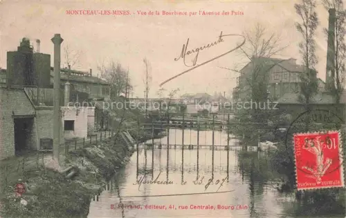 AK / Ansichtskarte Montceau-les-Mines Montceaux-l Etoile Charolles 71 Saone-et-Loire Bourbince Avenue-des-Puits Fluss Industriegebaeude Schornsteine Fabrik Kanal Bruecke