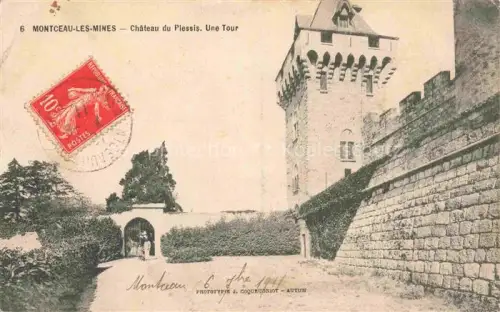 AK / Ansichtskarte Montceau-les-Mines Montceaux-l Etoile Charolles 71 Saone-et-Loire Château-du-Plessis Turm Schloss Toreinfahrt Burgmauer Stein Burgtor