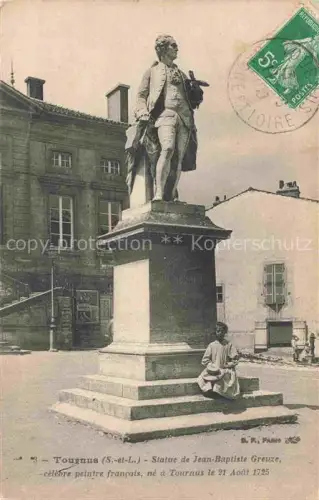 AK / Ansichtskarte Tournus MACON 71 Saone-et-Loire Statue-de-Jean-Baptiste-Greuze Denkmal Platz Maedchen Sockel Buergerhaus
