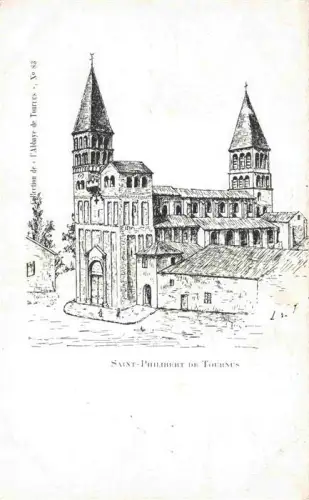 AK / Ansichtskarte Tournus MACON 71 Saone-et-Loire Saint-Philibert Abteikirche Zeichnung Tuerme Romanik Apsis Kirchengebaeude