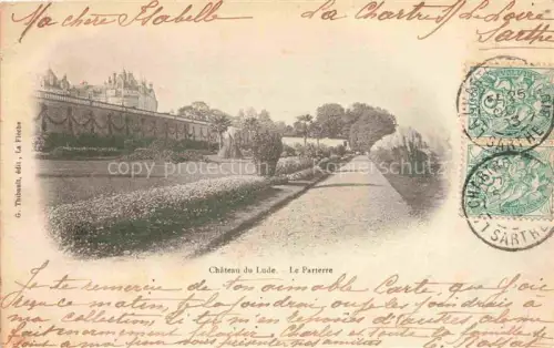 AK / Ansichtskarte Le Lude LA FLECHE 72 Sarthe Parterre Schlossgarten Weg Blumenbeete Hecken Schloss Café-de-l Espérance