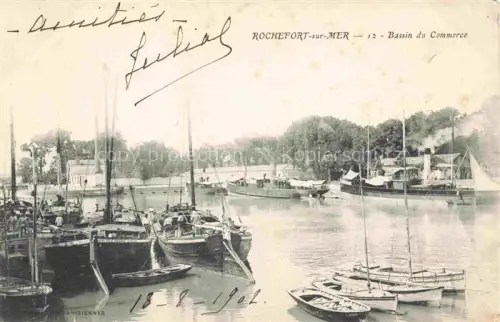 AK / Ansichtskarte Rochefort sur Mer 17 Charente-Maritime Bassin-du-Commerce Segelboote Dampfschiff Hafen Masten Bootsleute Handelsbecken