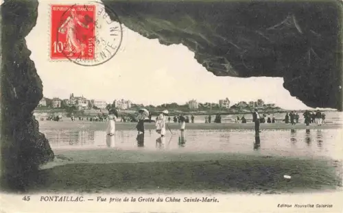 AK / Ansichtskarte PONTAILLAC Royan 17 Charente-Maritime Grotte-du-Chêne-Sainte-Marie Strand Badegaeste Villen Felshoehle Atlantik Edwardianisch