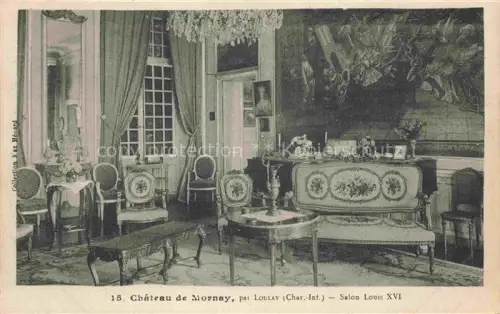 AK / Ansichtskarte Chateau de Mornay St-Pierre-de-l Isle Saint-Jean-d Angely 17 Charente-Maritime Salon-Louis-XVI Innenraum Kronleuchter Gobelin Mobiliar Sessel Prunkraum