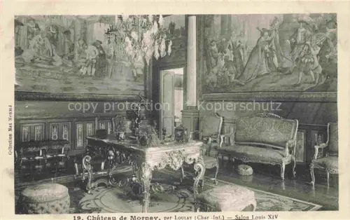 AK / Ansichtskarte Chateau de Mornay St-Pierre-de-l Isle Saint-Jean-d Angely 17 Charente-Maritime Salon-Louis-XIV Gobelin Kronleuchter Prunkraum Schreibtisch Sofa Wandteppiche