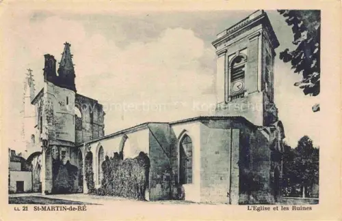 AK / Ansichtskarte St-Clement ILE-DE-RE Saint-Martin-de-Re La Rochelle 17 Charente-Maritime Eglise-et-les-Ruines Kirchturm Gotik Kirchenruine Bogenfenster Turmuhr