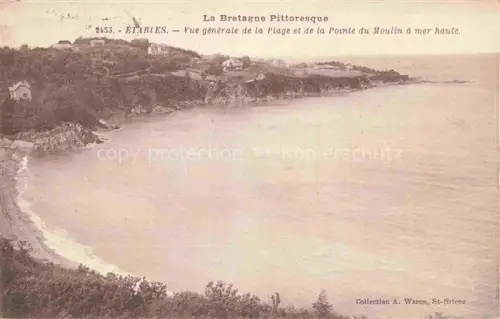 AK / Ansichtskarte Etables-sur-Mer Saint-Brieuc 22 Cotes-d Armor Vue générale de la plage et Pointe du Moulin à mer haute