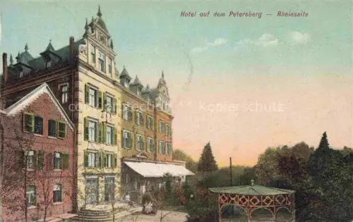 AK / Ansichtskarte Petersberg Hessen Hotel-auf-dem-Petersberg Rheinseite Pavillon Gartenanlage Gruenderzeit Koloriert