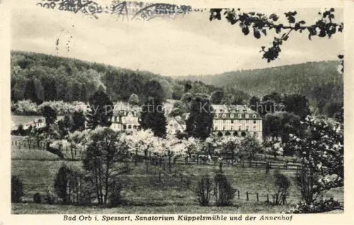 AK / Ansichtskarte Orb BAD ORB Hessen Sanatorium Kueppelsmuehle Annenhof Spessart Obstbluete Huegel Wald Wiesen Gebaeude