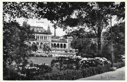 AK / Ansichtskarte Elster Bad Kurhaus Kurpark Arkaden Rasenflaeche Rhododendron Hecke Laterne Baeume