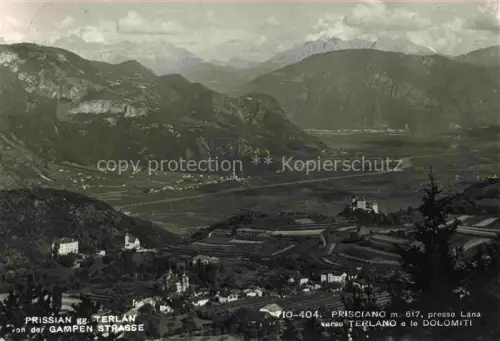 AK / Ansichtskarte Prissian Prissiano Tisens Tesimo BOLZANO IT Prissian Gampen-Strasse Etschtal Terlano Dolomiten Weinberge Panorama Lana Terlan