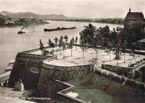 AK / Ansichtskarte BONN Rhein Alter-Zoll Rhein Siebengebirge Befestigungsanlage Kanone Dampfschiff Kirche Promenade
