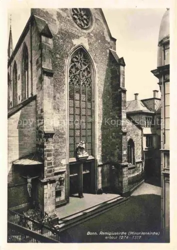 AK / Ansichtskarte Lessenich BONN Remigiuskirche Minoritenkirche Gotik Masswerkfenster Rosettenfenster Kirchturm S/W-Fotokarte Niedernau Strengberg