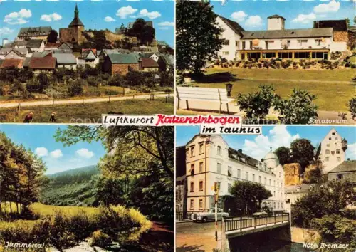 AK / Ansichtskarte Katzenelnbogen Sanatorium Hotel-Bremser Jammertal Kirche Burg Luftkurort Taunus Waldtal Ortspanorama