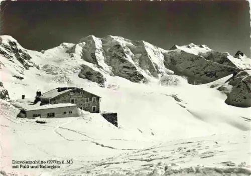 AK / Ansichtskarte Diavolezzahuette 2973m Bernina GR Diavolezzahuette Palue Bellavista Engadin Gletscher Hochalpin Skigebiet Schneelandschaft