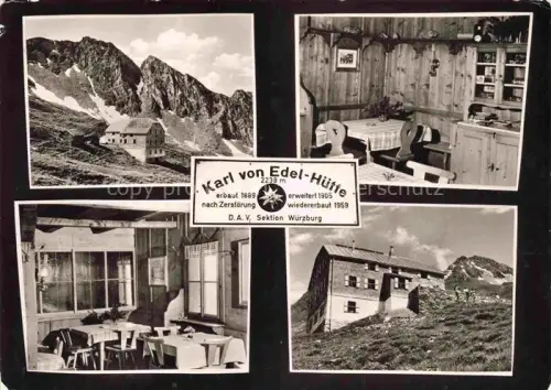 AK / Ansichtskarte Mayrhofen Zillertal Tirol AT Karl-von-Edel-Huette Alpenhuette DAV-Sektion-Wuerzburg Gaststube Innenaufnahme Bergsteiger Felsen Schneefelder