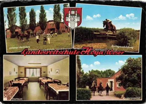 AK / Ansichtskarte Hoya Weser Nienburg Niedersachsen Landesreitschule Reitplatz Springausbildung Springreiten Pferde Weser Mehrbildkarte