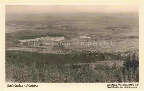AK / Ansichtskarte Sachsa Harz Bad Ravensberg Sachsenstein Suedharz Panorama Nadelwald Felder Huegel