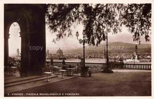 AK / Ansichtskarte Bigliviano Firenze Piazzale-Michelangiolo Arno Dom Kuppel Palazzo-Vecchio Stadtpanorama Loggia Laternenlampe