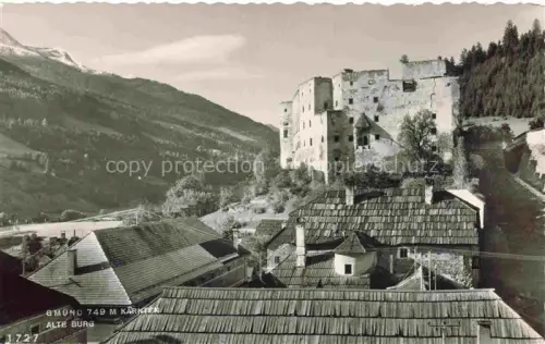 AK / Ansichtskarte Gmuend Niederoesterreich Alte-Burg Burgruine Daecher Berge Tal Wald Kaernten Ortschaft