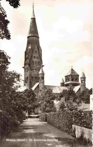 AK / Ansichtskarte RHEINE WESTFALEN NRW St-Antonius-Basilika Kirchturm Romanik Allee Hecke Baeume Kirchenanlage