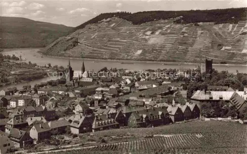 AK / Ansichtskarte Dietersheim Bingen Rhein Rhein Maeuseturm Burg-Ehrenfels Kirchtuerme Weinberge Stadtpanorama Rheinschiff
