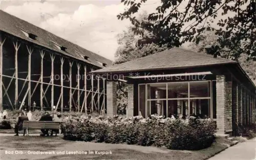 AK / Ansichtskarte Orb BAD ORB Hessen Gradierwerk Lesehalle Kurpark Bank Besucher Holzkonstruktion Sole