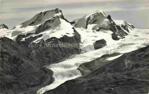 AK / Ansichtskarte Breithorn 4164m Zermatt VS Rimpfischhorn Strahlhorn Findelgletscher Gletscher Hochgebirge Bergpanorama Firnfelder