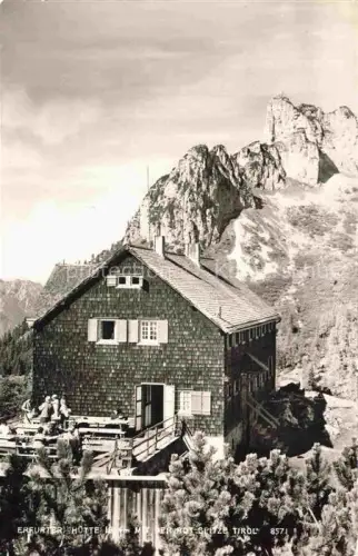 AK / Ansichtskarte Erfurter-Huette Erfurterhuette 1834m Achensee Tirol AT Erfurter-Huette Rotspitze Berghuette Berglandschaft Rofan Felswand Terrasse Bergwanderer