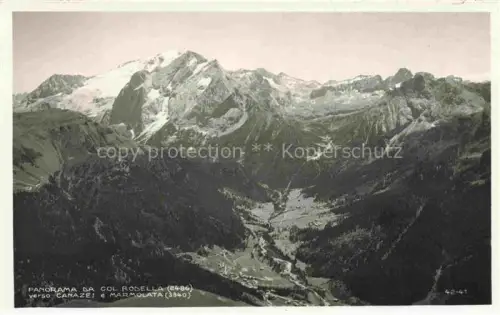 AK / Ansichtskarte Marmolata 3343m Dolomiti Dolomiten IT Col-Rodella Canazei Marmolata Dolomiten Gletscher Talblick Bergpanorama Fassatal