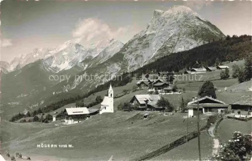 AK / Ansichtskarte Moesern Telfs Tirol AT Kirchturm Dorf Bergpanorama Wiesen Wald Alpen Seefeld