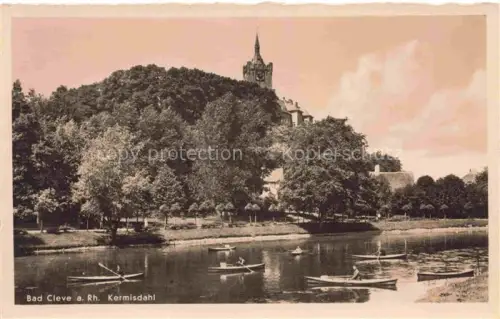 AK / Ansichtskarte Bad Cleve KLEVE Kermisdahl Ruderboote Kirchturm Baeume Park Kanal Huegel