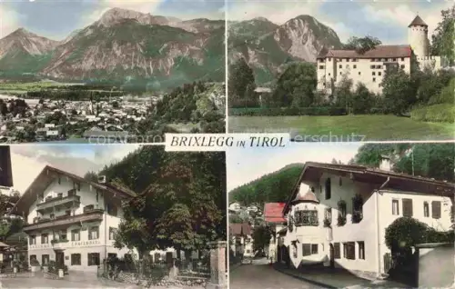 AK / Ansichtskarte Brixlegg Tirol AT Mehrbildkarte Stadtpanorama Burg Gasthof Strasse Berge Alpen Kirchturm Tirol