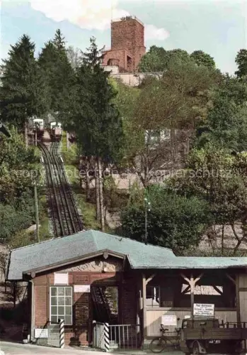 AK / Ansichtskarte Durlach Karlsruhe Baden BW Turmbergbahn Talstation Standseilbahn Turmberg Gleise Wagen Baeume koloriert