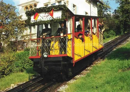 AK / Ansichtskarte Durlach Karlsruhe Baden BW Turmbergbahn Standseilbahn Jubilaeum Festwagen Deutsche-Fahne Fahrgaeste Gleis Maschinenfabrik-Esslingen