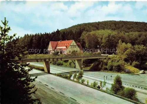 AK / Ansichtskarte Rimberg Schmallenberg Hochsauerlandkreis NRW Autobahn-Rasthaus Rimberg Bruecke Autobahnbruecke Wald Gaststatte Autobahn Kassel-Frankfurt