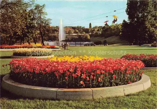 AK / Ansichtskarte Killesberg STUTTGART Hoehenpark-Killesberg Blumenrondell Tulpen Springbrunnen Sessellift Park Wasseranlage