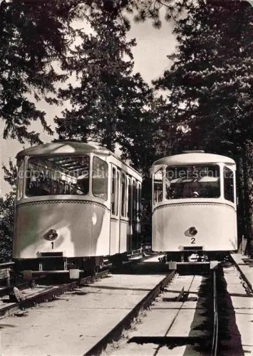 AK / Ansichtskarte Durlach Karlsruhe Baden BW Turmbergbahn Zahnradbahn Wagen-1 Wagen-2 Schienen Baeume Ausweichstelle