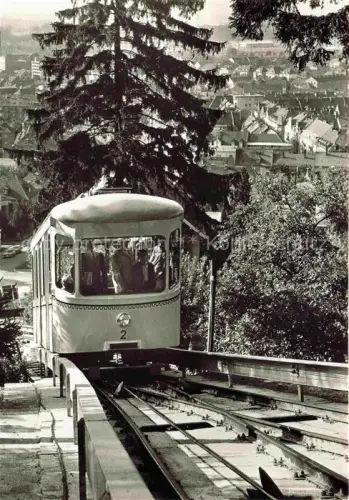 AK / Ansichtskarte Durlach Karlsruhe Baden BW Turmbergbahn Zahnradbahn Wagen-2 Fahrgaeste Stadtpanorama Schienen Baeume Talfahrt