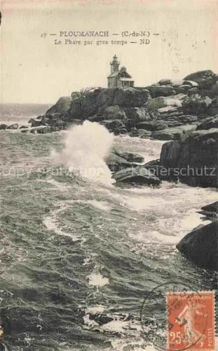 AK / Ansichtskarte Ploumanach Ploumanac h Perros-Guirec LANNION 22 Cotes-d Armor Le phare par gros temps