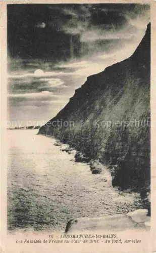 AK / Ansichtskarte Arromanches-les-Bains Bayeux 14 Calvados Les Falaises de Fresné au clair de lune au fond Asnelles
